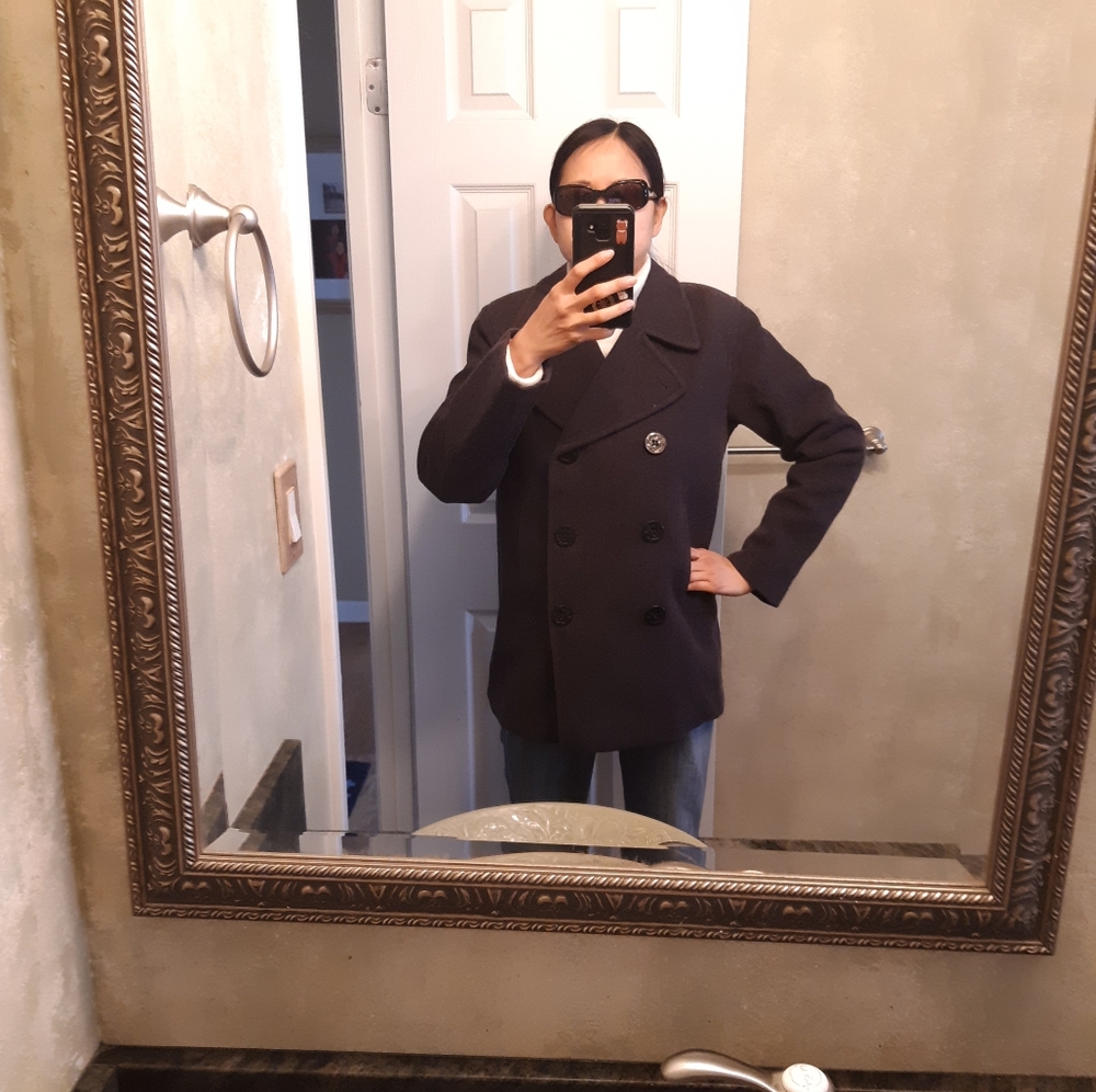 EUC Vintage J.Percy Dark Gray 100% Merino Wool Pea Coat